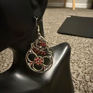 Vintage-Inspired Red Floral Drop Earrings - Women Jewelry 8